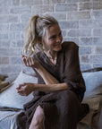 La Bottega di Brunella Linen Dress Vestito Fausta Campagna - Chocolate - LUXAMORE -Dress-