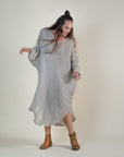 Woman Wearing La Bottega di Brunella Linen Dress Vestito Fausta Campagna - Natural - Dress LUXAMORE