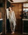 Woman Wearing La Bottega di Brunella Linen Pants - Fossil - Pants LUXAMORE
