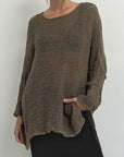 Woman Wearing La Bottega di Brunella Top Maglia Bonta - Campagna Fossil - Tops LUXAMORE