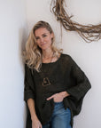 La Bottega di Brunella Top Maglia Bonta - Campagna Nero - LUXAMORE -Tops-La Bottega di Brunella Maglia Bontà – Nero handcrafted linen tops made in Italy. Ethically woven with natural fibers. Explore La Bottega di Brunella’s linen tops.