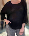 La Bottega di Brunella Top Maglia Europa - Campagna Black - LUXAMORE -Tops-La Bottega di Brunella Maglia Europa Black - Campagna linen top garments, designed and handcrafted in Italy. Shop La Bottega di Brunella Linen Tops at Luxamore.