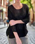 La Bottega di Brunella Top Maglia Europa - Campagna Black - LUXAMORE -Tops-La Bottega di Brunella Maglia Europa Black - Campagna linen top garments, designed and handcrafted in Italy. Shop La Bottega di Brunella Linen Tops at Luxamore.