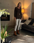 La Bottega di Brunella Top Maglia Europa - Campagna Chocolate - LUXAMORE -Tops-La Bottega di Brunella Maglia Europa Chocolate linen top garments, designed and handcrafted in Italy. Shop La Bottega di Brunella Linen Tops at Luxamore