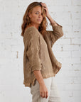 La Bottega di Brunella Top Maglia Europa - Campagna Naturale - LUXAMORE -Tops-La Bottega di Brunella Maglia Europa Naturale - Campagna linen top garments, designed and handcrafted in Italy. Shop La Bottega di Brunella Linen Tops.