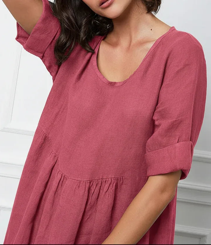 Linen Dress Maxi Made in Italy Fuchsia – LUXAMORE