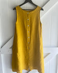 Linen Dress Midi A Line Pockets Made in Italy Yellow LUXAMORE