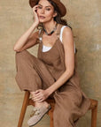 Linen Jumpsuit Made in Italy Tobacco - LUXAMORE