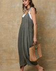 Linen Jumpsuit Made in Italy Tobacco