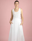 Linen Wrap Skirt With Pockets Made in Italy White LUXAMORE