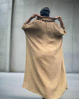 Made in Italy Resort Linen Kaftan Caramel - LUXAMORE -Dress-Elegant Italian made linen dress with an oversized kaftan fit. Lightweight, breathable, and perfect for effortless style all year round.