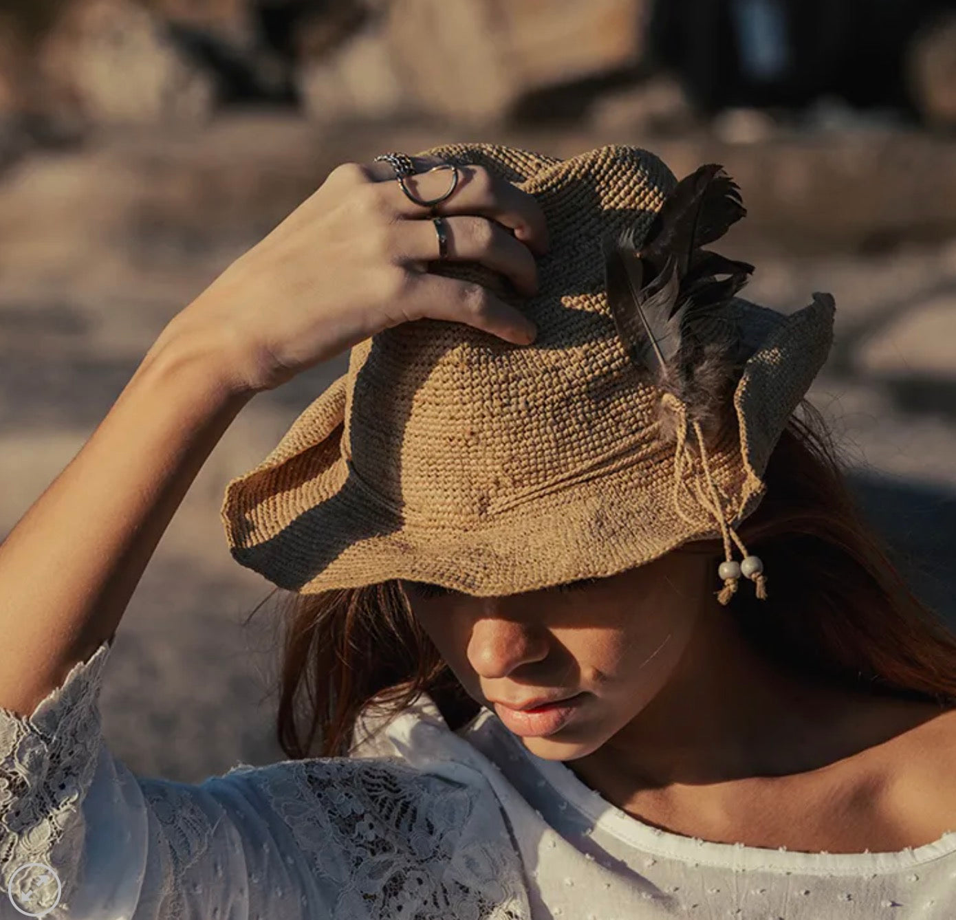 Woman Wearing Made in Mada Hat ELYA - hat LUXAMORE