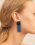 Mingled Bauhaus | Asymmetrical Earrings - Dark Blue and Black