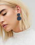 Mingled Boulder Statement Dangle Earrings - Dark Blue - LUXAMORE -Earings
