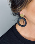Mingled Charlie Black and Gold Dangle Earrings - LUXAMORE -Earings-Mingled Charlie Black and Gold Dangle Earrings The Charlie Black and Gold Dangle earrings are a modern statement earring in lightweight hypoallergenic.