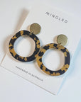 Mingled Charlie Gold and Tortoise Shell Dangle Earrings - LUXAMORE -Earings