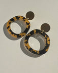Mingled Charlie Gold and Tortoise Shell Dangle Earrings - LUXAMORE -Earings