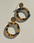 Mingled Charlie Gold and Tortoise Shell Dangle Earrings - LUXAMORE -Earings