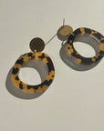 Mingled Charlie Gold and Tortoise Shell Dangle Earrings - LUXAMORE -Earings
