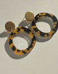 Mingled Charlie Gold and Tortoise Shell Dangle Earrings - LUXAMORE -Earings