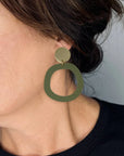 Mingled Charlie Olive Green and Gold Dangle Earrings LUXAMORE