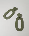 Mingled RILEY Dangle Earrings in Olive Green - LUXAMORE -Earings-Mingled RILEY Dangle Earrings are the perfect statement earrings designed for the minimalist to compliment your outfit day and night. Minimalist and modern.