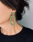 Mingled RILEY Dangle Earrings in Olive Green - LUXAMORE -Earings-Mingled RILEY Dangle Earrings are the perfect statement earrings designed for the minimalist to compliment your outfit day and night. Minimalist and modern.