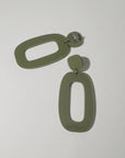Mingled RILEY Dangle Earrings in Olive Green - LUXAMORE -Earings-Mingled RILEY Dangle Earrings are the perfect statement earrings designed for the minimalist to compliment your outfit day and night. Minimalist and modern.