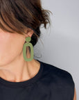 Mingled RILEY Dangle Earrings in Olive Green - LUXAMORE -Earings-Mingled RILEY Dangle Earrings are the perfect statement earrings designed for the minimalist to compliment your outfit day and night. Minimalist and modern.