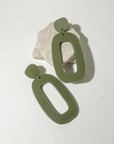 Mingled RILEY Dangle Earrings in Olive Green - LUXAMORE -Earings-Mingled RILEY Dangle Earrings are the perfect statement earrings designed for the minimalist to compliment your outfit day and night. Minimalist and modern.