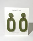 Mingled RILEY Dangle Earrings in Olive Green - LUXAMORE -Earings-Mingled RILEY Dangle Earrings are the perfect statement earrings designed for the minimalist to compliment your outfit day and night. Minimalist and modern.