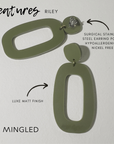 Mingled RILEY Dangle Earrings in Olive Green - LUXAMORE -Earings-Mingled RILEY Dangle Earrings are the perfect statement earrings designed for the minimalist to compliment your outfit day and night. Minimalist and modern.