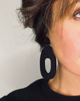Mingled Soko Large Matte Black Statement Earrings