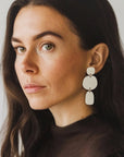 Mingled Statement Earrings - Ivory Beige Petra - LUXAMORE
