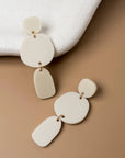 Mingled Statement Earrings - Ivory Beige Petra LUXAMORE