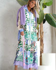 Miss Goodlife Green Garden Skirt Made in Italy worn by model in natural setting LUXAMORE