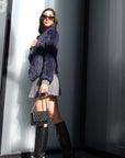 Woman Wearing Mode & Affaire Cascade Fur Coat In Ink - JACKET LUXAMORE