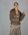 Woman Wearing Mode & Affaire Cascade Fur Coat - Portobello - jacket LUXAMORE