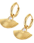 Woman Wearing Orna Curio Fan Mail Gold Earrings - Earings LUXAMORE
