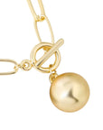 Orna Curio Golden Years Gold Plated Bracelet - LUXAMORE -Bracelets-Gold Plated Bracelet The perfect bracelet Introducing the 'Golden Years' Bracelet, a heartfelt homage to the legendary David Bowie. Crafted in stunning gold-plated alloy, this bracelet stands as a statement piece on its own or offers the canvas for your creativity with the addition of your favorite charms. It showcases a captivating hanging ball and a bold large link chain. Materials: Gold Plated Alloy Measurements: 18cm