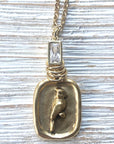 Cardinal necklace Memorial jewelry bird lover gift: Gold / 18” LUXAMORE