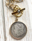 Coin necklace boutique jewelry crystal handmade mixed metal LUXAMORE
