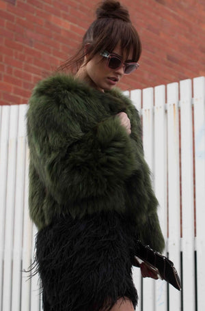 Mode & Affaire Exotique Fur Jacket In Forrest