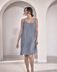 Eadie Lifestyle Linen Slip Dress Blue