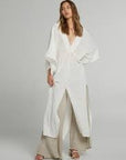 Estilo Emporio Le Robe Linen Dress - LUXAMORE -Dress-Estilo Emporio Le Robe LInen Dress Slim-fit maxi design with a plunging neckline and front slit for timeless elegance. Shop Estilo Emporio Dresses from Luxamore