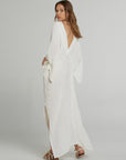Estilo Emporio Le Robe Linen Dress - LUXAMORE -Dress-Estilo Emporio Le Robe LInen Dress Slim-fit maxi design with a plunging neckline and front slit for timeless elegance. Shop Estilo Emporio Dresses from Luxamore