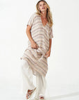 Estilo Emporio Zaza Linen Dress - Marrakesh - LUXAMORE -Dress-Estilo Emporio Zaza Linen Dress, 100% linen made in Positano. This versatile piece features chic side slits and a flattering V-neckline. Shop Linen Dresses
