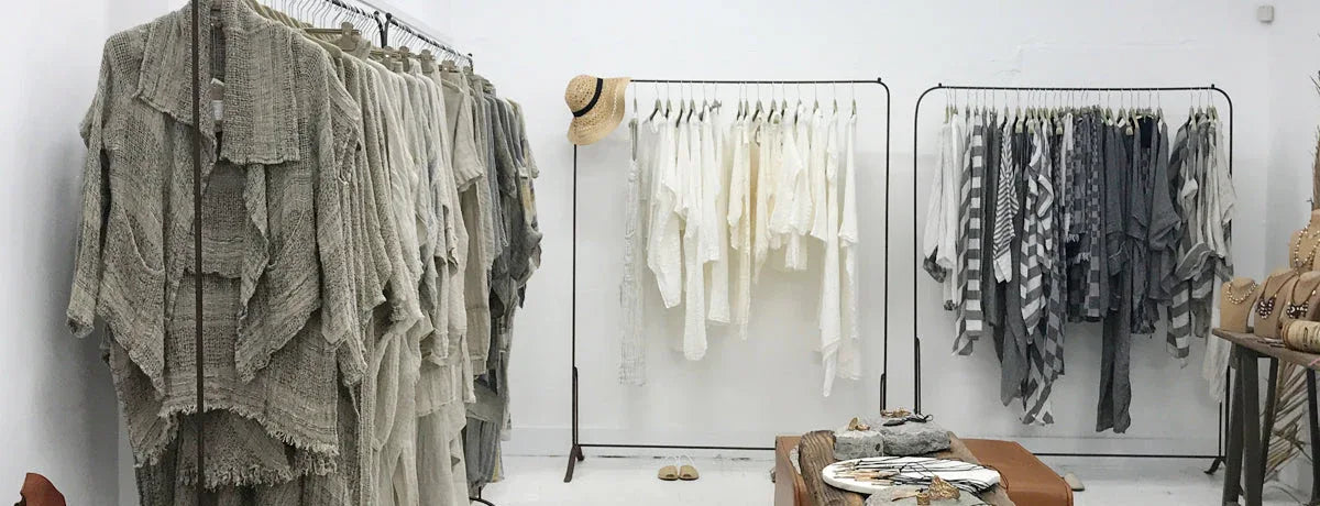 italian linen Dresses on racks - LUXAMORE