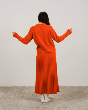 Cashmere blend pleated skirt (3D knit): Caramello