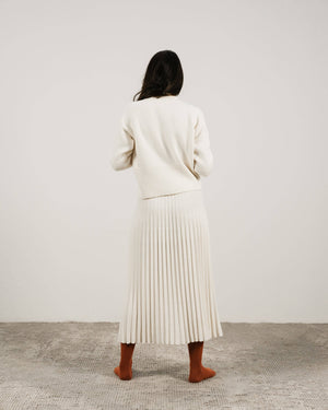 Cashmere blend pleated skirt (3D knit): Caramello